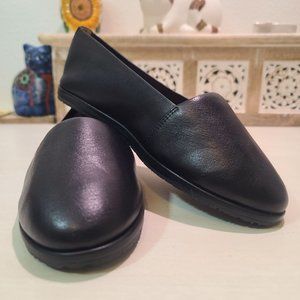 Aerosoles Womens Sz 6.5 W Black Leather Loafers Memory Foam Shoes Comfort Flats